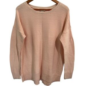 Loft Outlet Light Pink Pullover Sweater Silver Stripe at Neck Women's Size XL‎